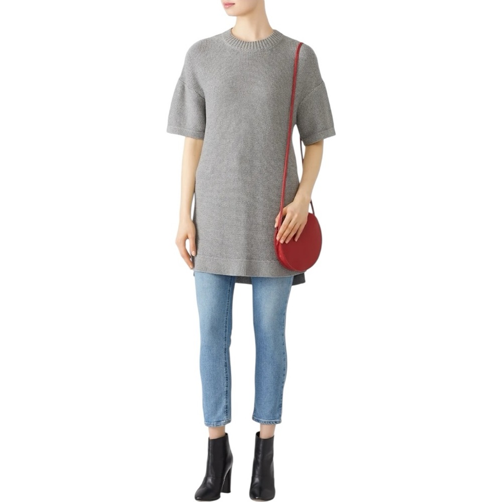 Elk Grey Marle Reis Sweater Tunic Length Knit size XS/S Cotton Wool Crew Neck